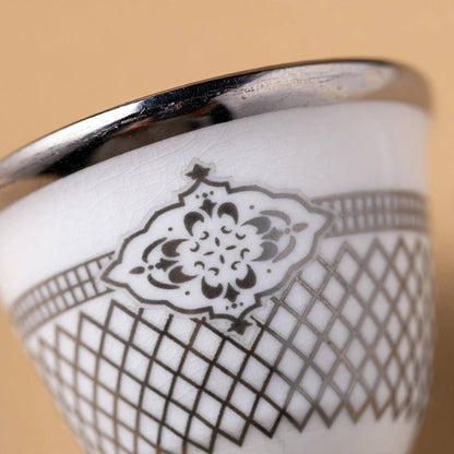 Arabic Coffee Cawa Cups 12 Pcs Set Silver Pattern