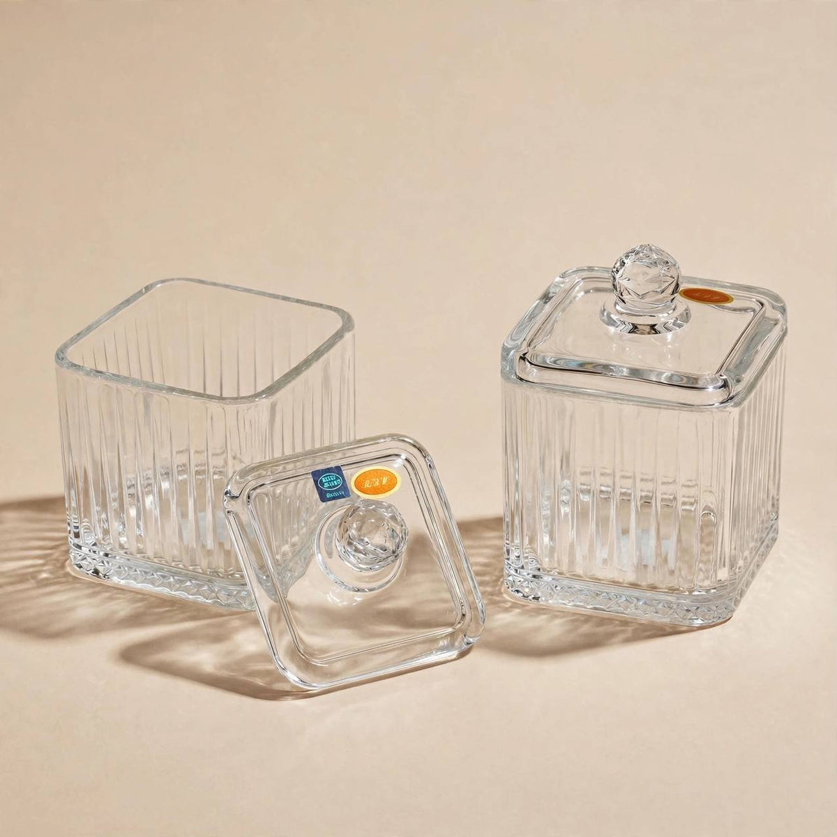Ribbed Glass Candy Jar with Lid – 15x10cm