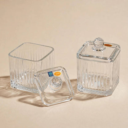 Ribbed Glass Candy Jar with Lid – 15x10cm