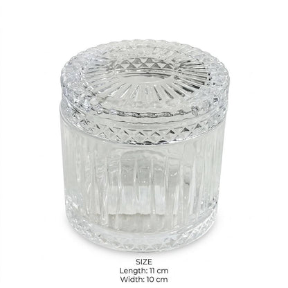 Flat Lid Ribbed Glass Candy Jar – 11x10cm