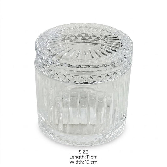 Flat Lid Ribbed Glass Candy Jar – 11x10cm