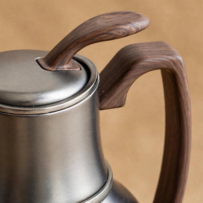 NGT Matt Chrome Thermal Dallah with Wood-Look Handle – 0.5 Liter