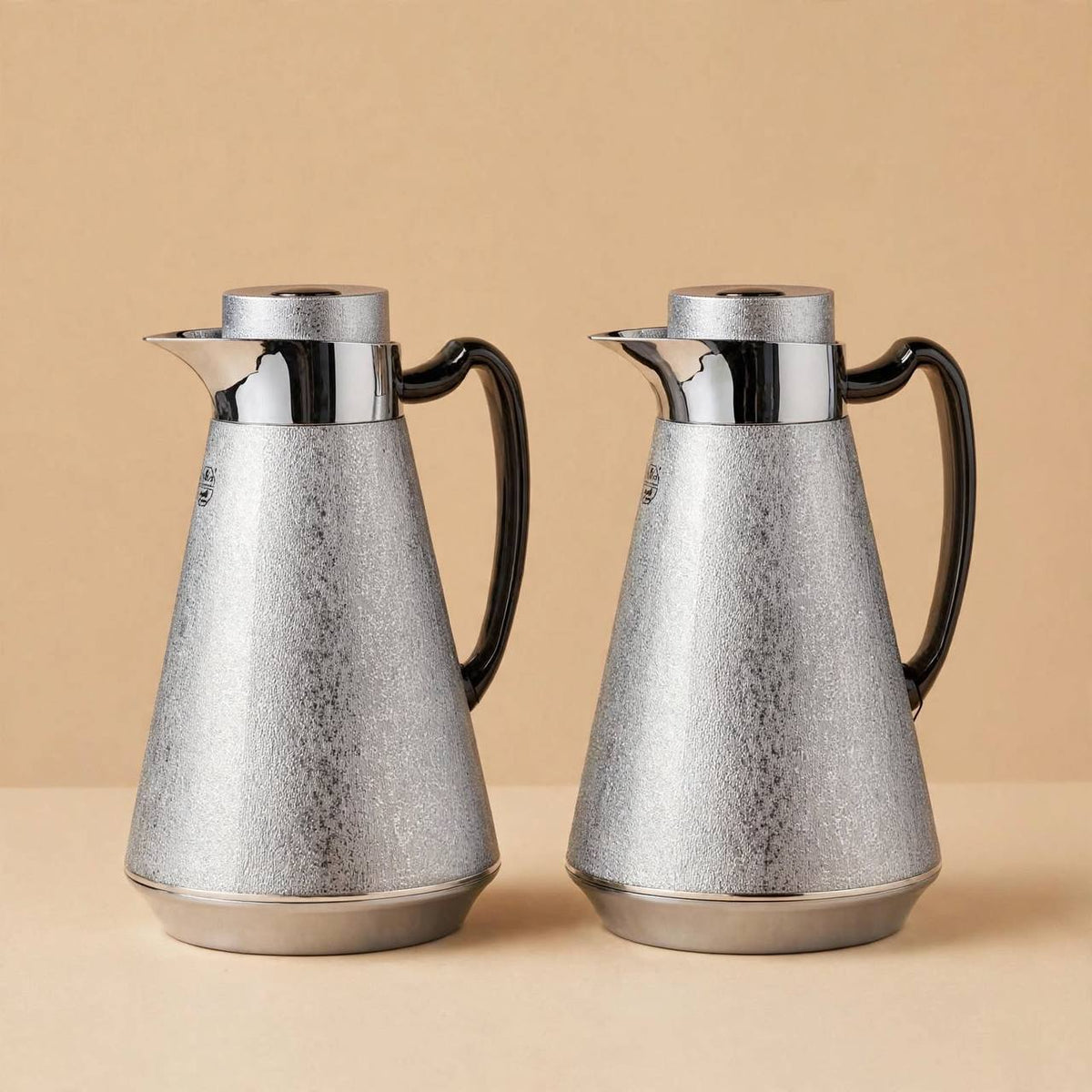 Al Saif Silver & Chrome Thermal Dallah Set (2-Piece, 1 Liter Each)