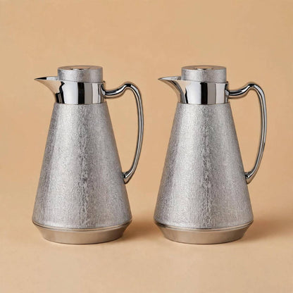 Al Saif Silver Thermal Dallah Set (2-Piece, 1 Liter Each)