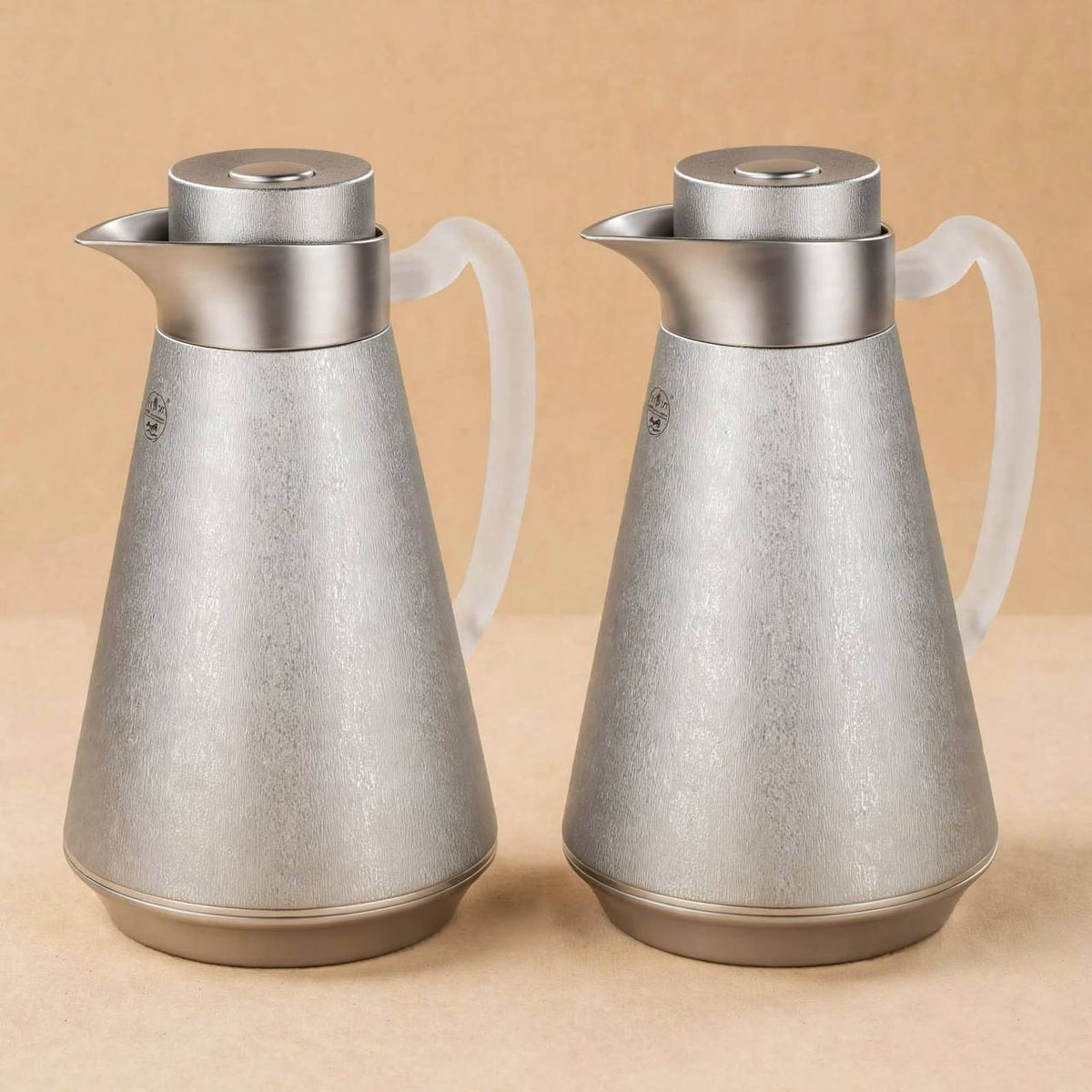 Al Saif Matt Silver Thermal Dallah Set (2-Piece, 1 Liter Each)