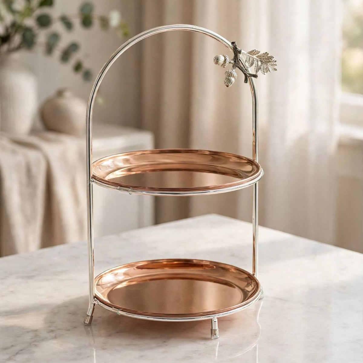 Product Title: Silver & Gold-Tone 2-Tier Round Candy & Sweets Display Stand