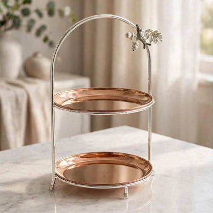 Product Title: Silver & Gold-Tone 2-Tier Round Candy & Sweets Display Stand