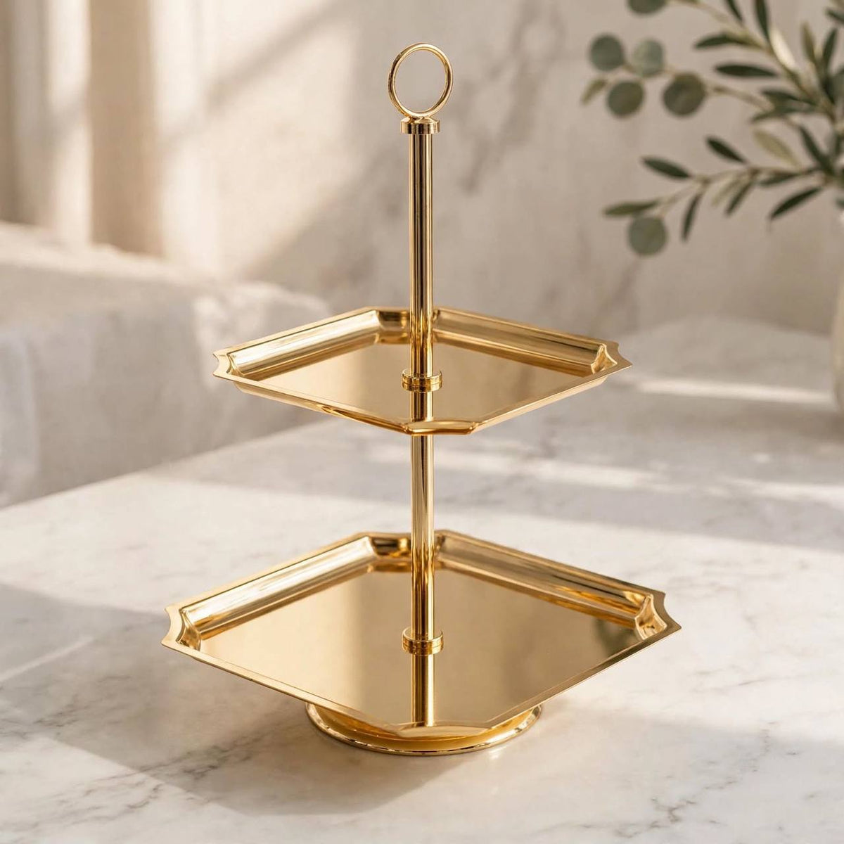 طبق حلوى من طبقتين SQ gold-cd-7541