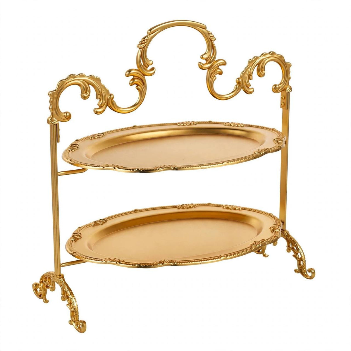 Royal Gold 2-Tier Oval Candy & Sweets Display Stand with Ornate Rims