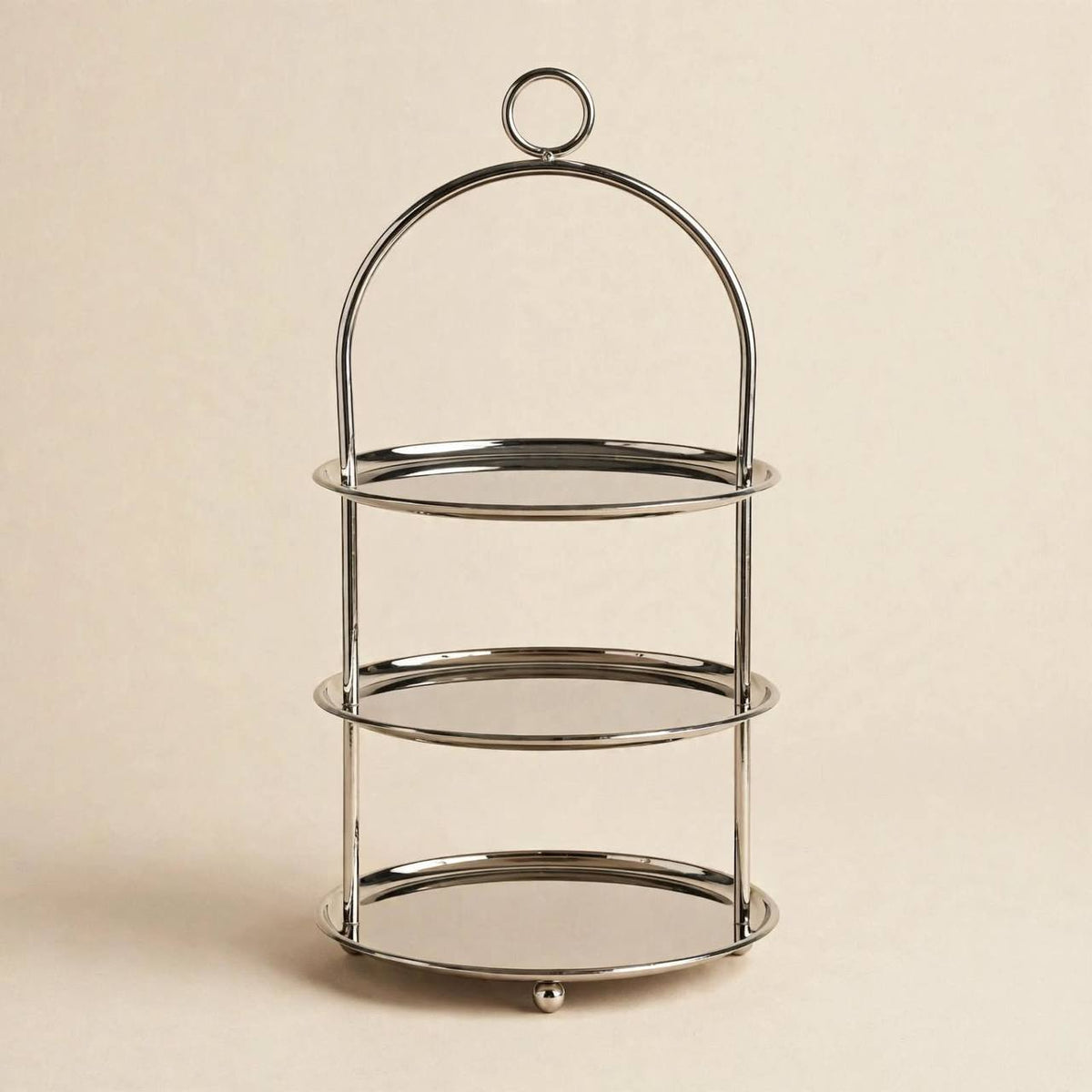 Large Polished Silver 3-Tier Round Candy & Sweets Display Stand