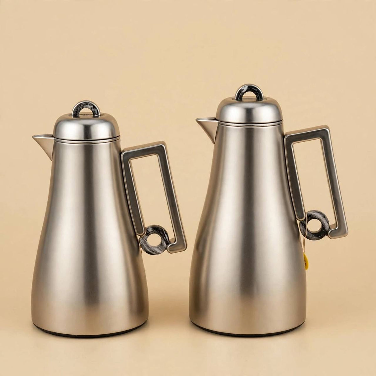 Al Marjan Matt Silver 2-Piece Thermal Coffee & Tea Dallah Set (1L + 0.70L)