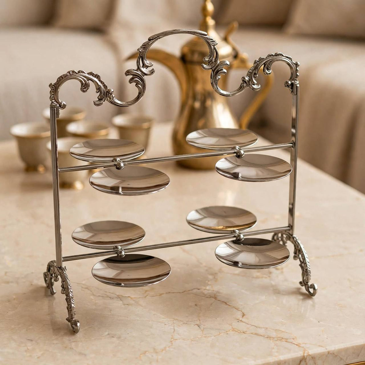 Elegant 8-Plate Tiered Cupcake & Dessert Display Stand – Polished Chrome