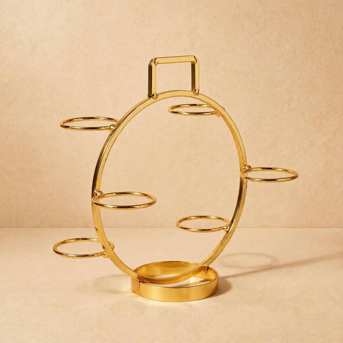 Round Arabic Coffee Cup Holder – Small (Polished Gold)