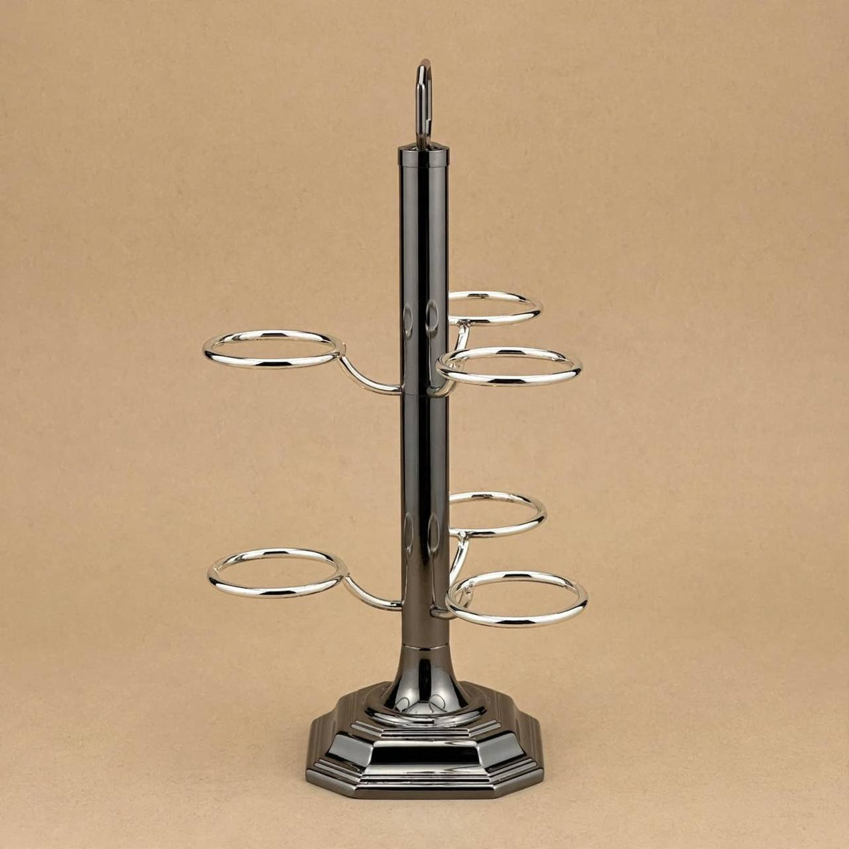 Vertical Arabic Coffee Cup Holder – Polished Chrome & Silver