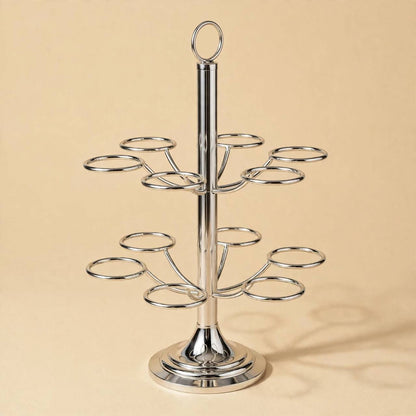 12-Cup Vertical Arabic Coffee Cup Holder – Polished Silver