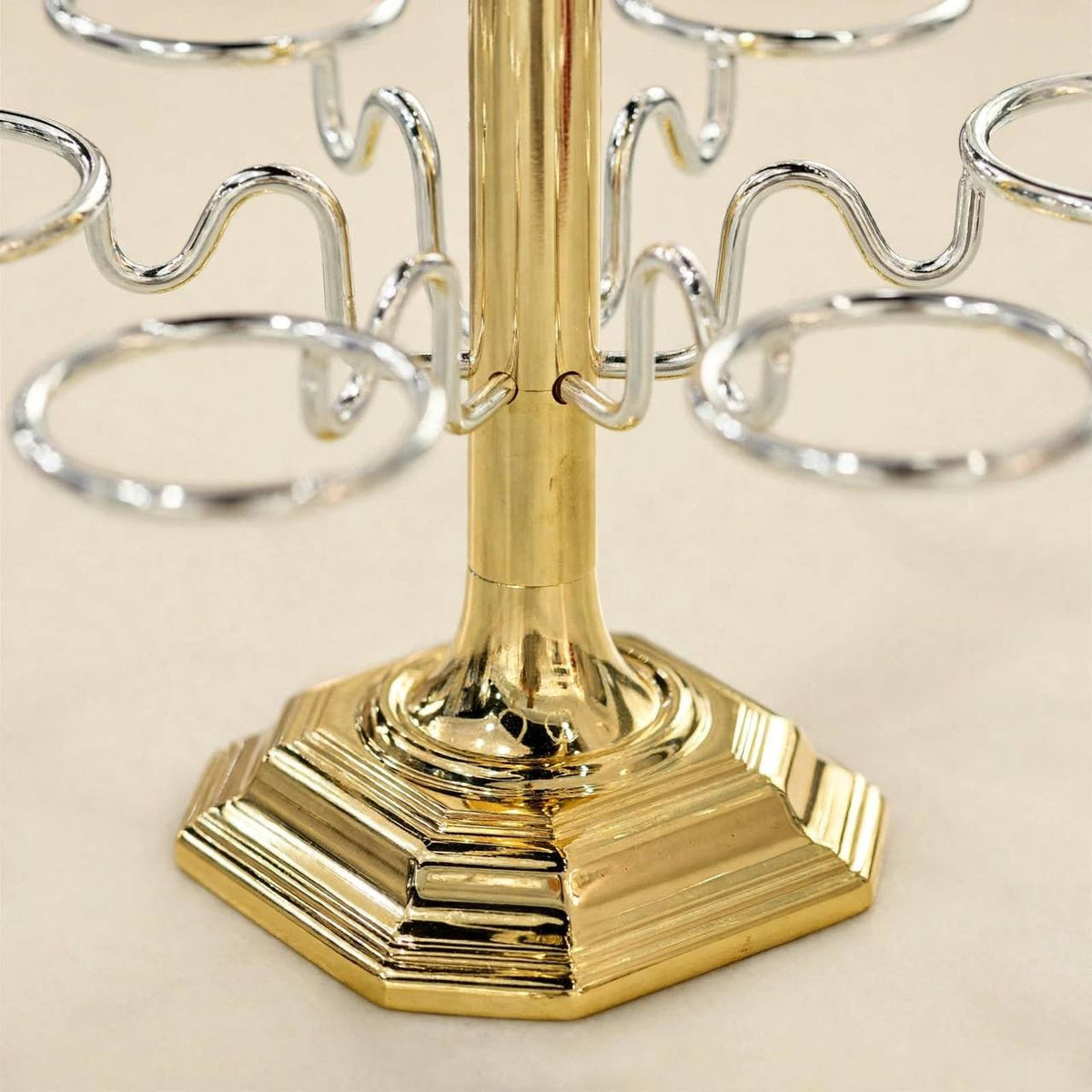 6-Cup Vertical Arabic Coffee Cup Holder – Gold & Silver Two-Tone