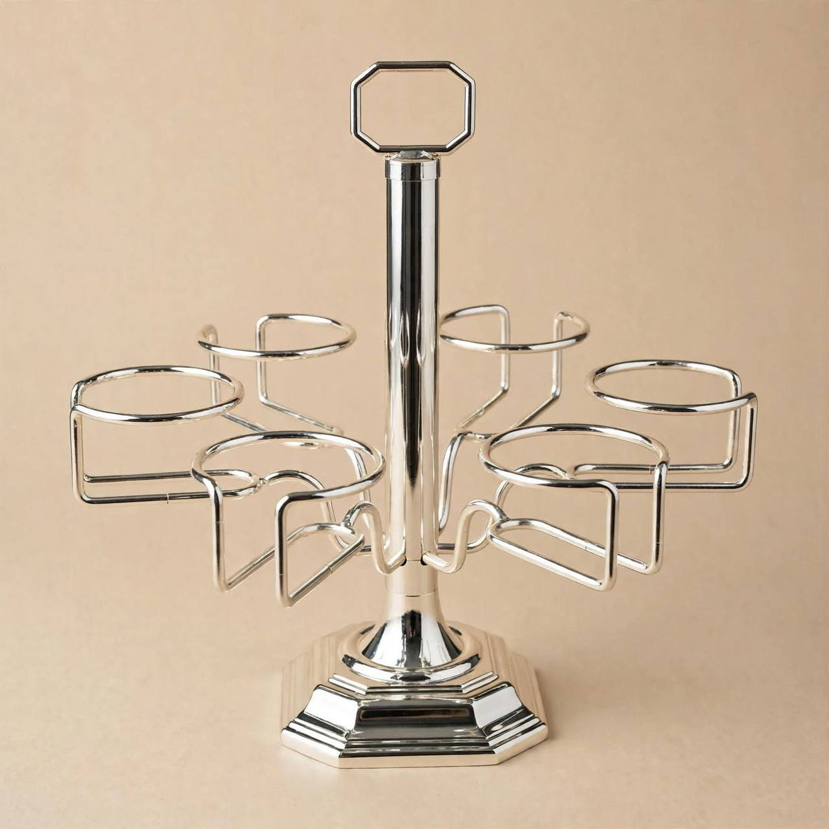 6-Cup Vertical Tea Glass (Estikanat) Holder – Polished Silver
