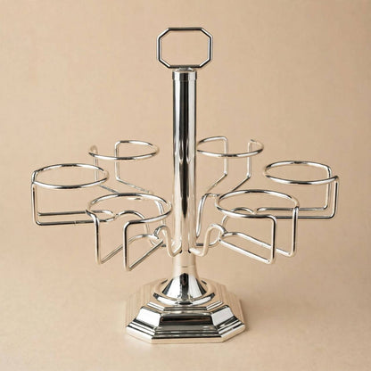 6-Cup Vertical Tea Glass (Estikanat) Holder – Polished Silver