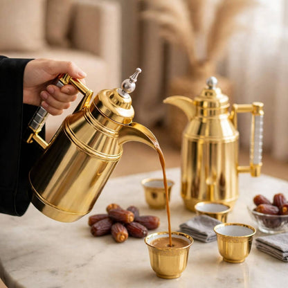 Mahra Luxurious M/Gold 2-Piece Thermal Coffee & Tea Dallah Set