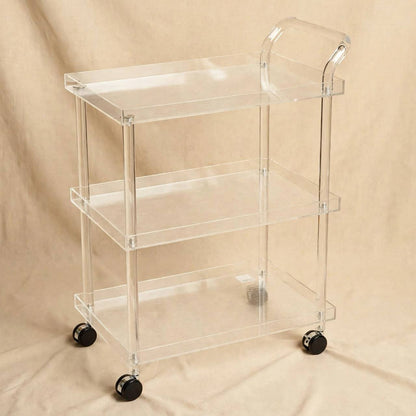 3-Tier Luxury Clear Acrylic Hospitality Serving Trolley