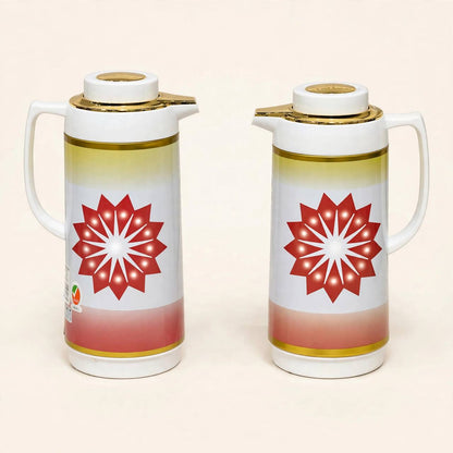 Heritage Crimson & Gold Geometric Tea & Coffee Hospitality Set with Sugar Bowl & Serving Tray