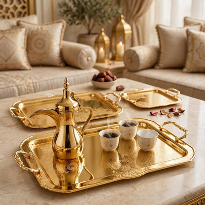 طقم صينية مستطيلة من 3 قطع f/gold ht220912