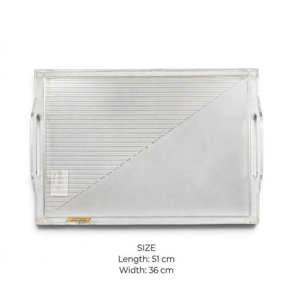 Clear Acrylic Serving Platter with Integrated Cutout Handles – 51 × 36 cm - XL