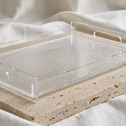 Acrylic Serving Tray with Integrated Handles & Riser Base – 43 × 28 cm - M