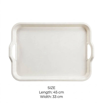 White Melamine Rectangular Serving Tray with Handles – 45x33 cm - L