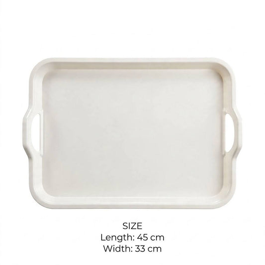 White Melamine Rectangular Serving Tray with Handles – 45x33 cm - L