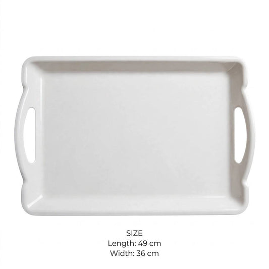 White Melamine Rectangular Serving Platter with Handles – 49x36 cm - L - Mawaeen