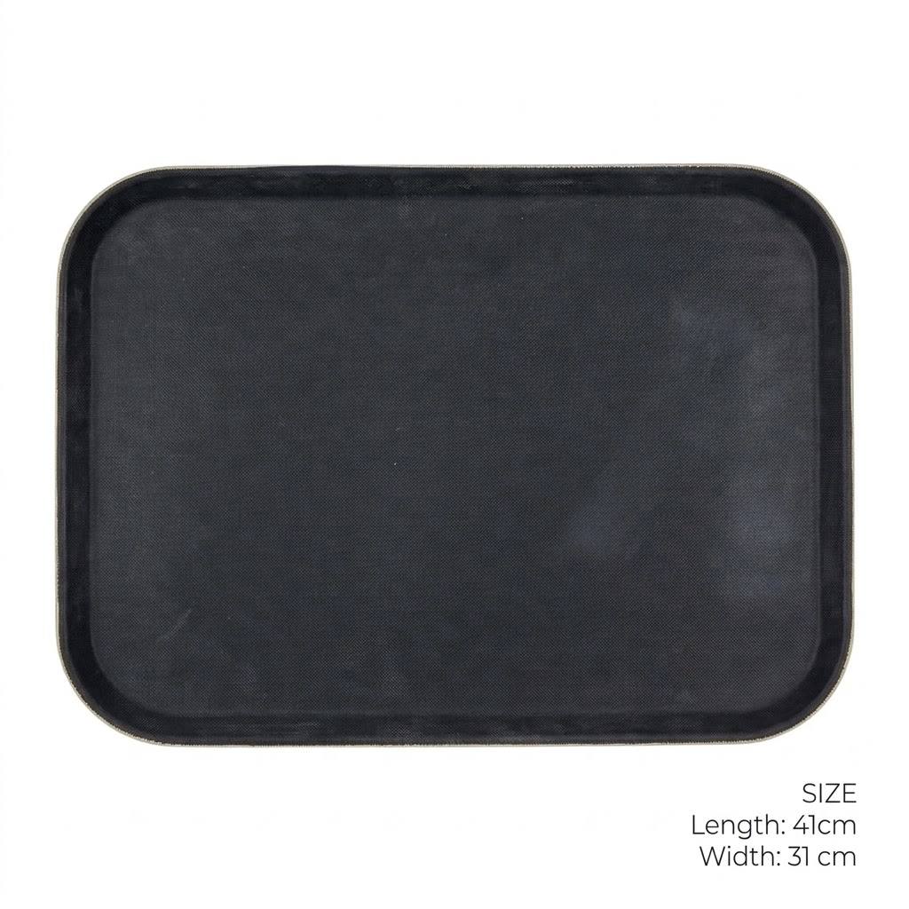 Rectangular Non-Slip PP Serving Tray Black – 41x31 cm