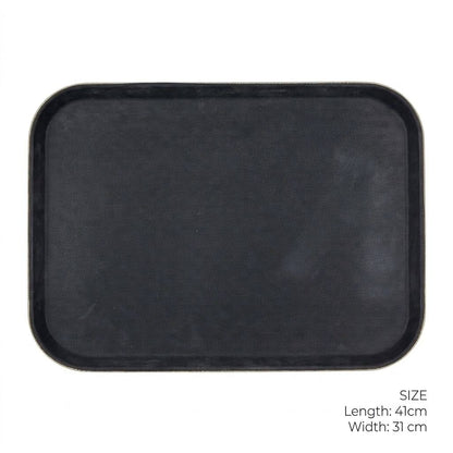 Rectangular Non-Slip PP Serving Tray Black – 41x31 cm