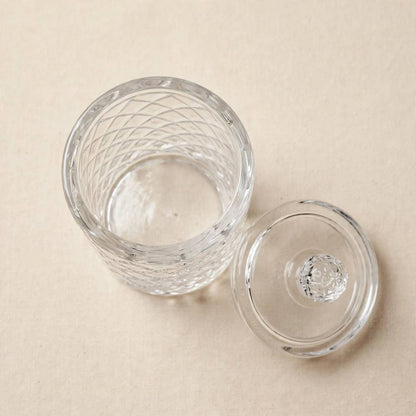 Tall Diamond Cut Glass Candy Jar with Lid – 20x10cm - Mawaeen