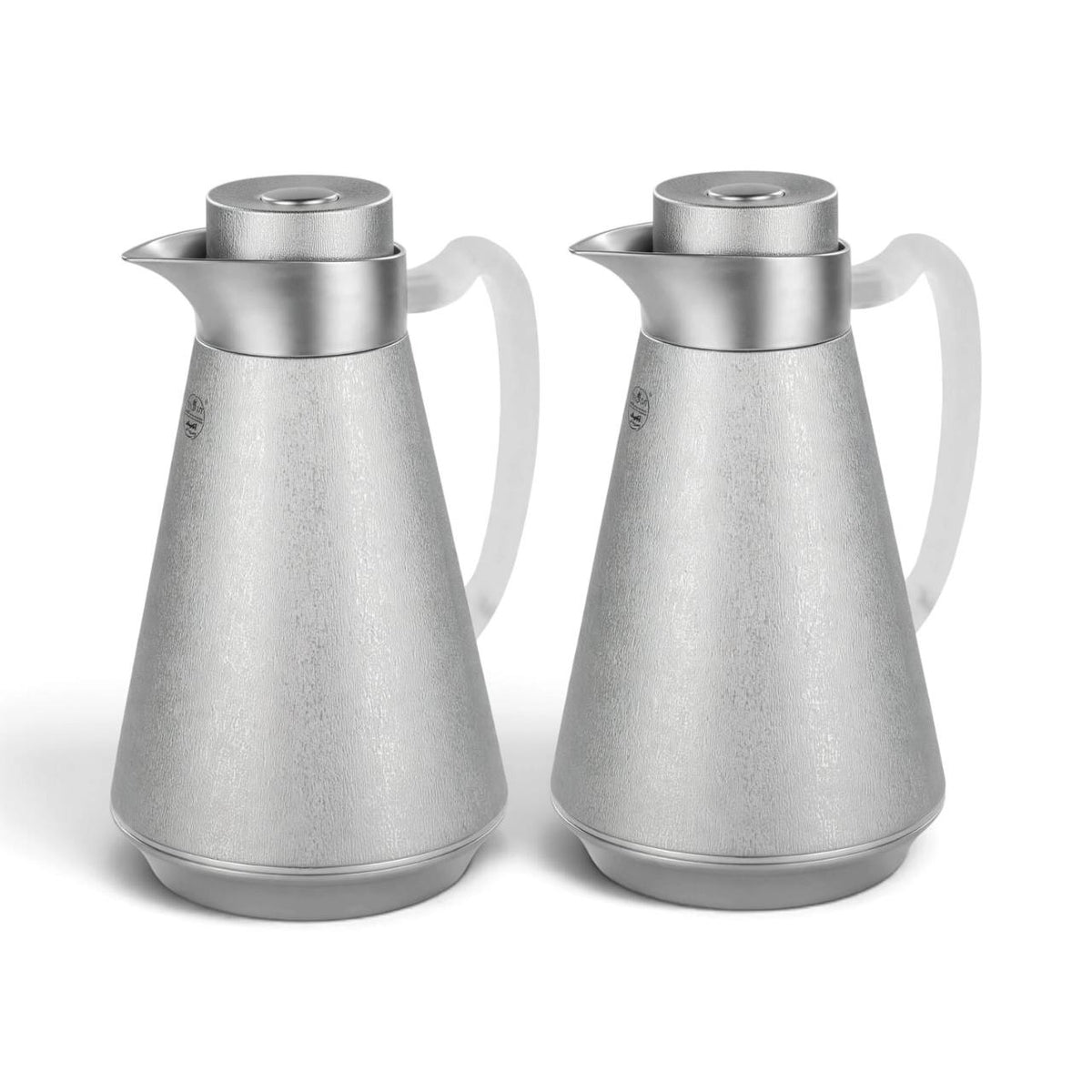 Al Saif Matt Silver Thermal Dallah Set (2-Piece, 1 Liter Each)