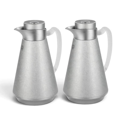 Al Saif Matt Silver Thermal Dallah Set (2-Piece, 1 Liter Each)