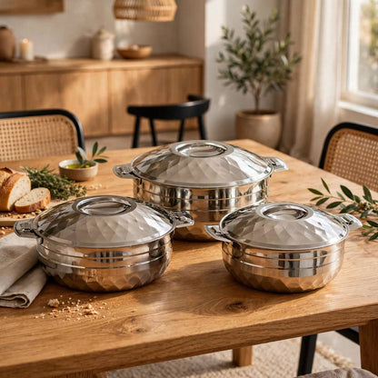 Classic Diamond 3-Piece Hotpot Serving Set (2500ML, 3500ML, 5000ML)
