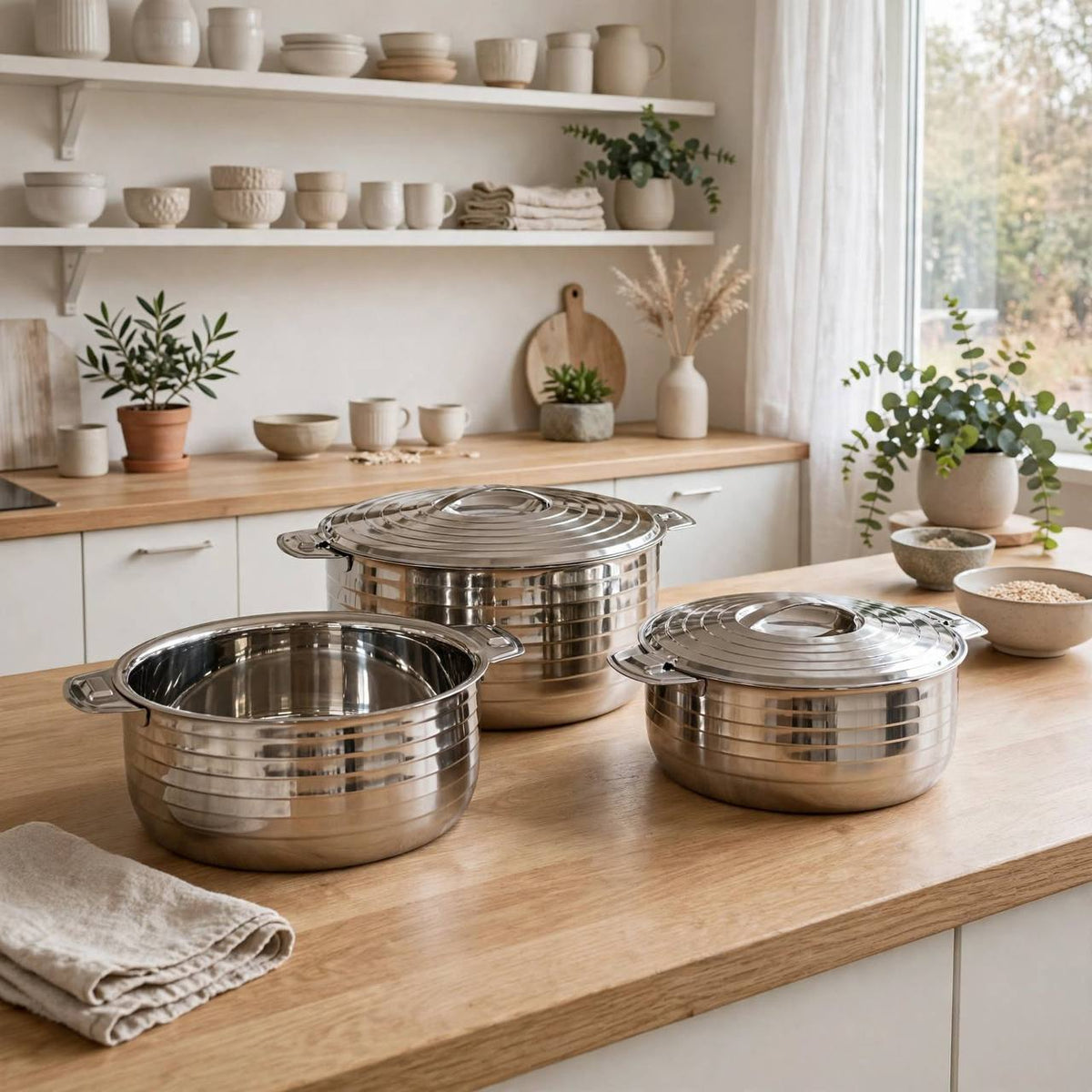 Classic Line 3-Piece Hotpot Serving Set (1000ML, 1500ML, 2500ML)