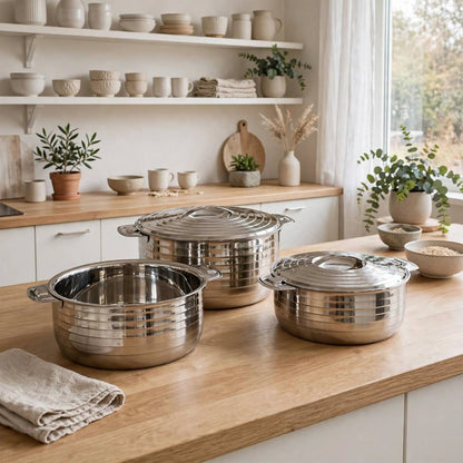 Classic Line 3-Piece Hotpot Serving Set (1000ML, 1500ML, 2500ML)