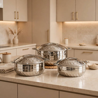 Classic Diamond 3-Piece Large Hotpot Serving Set (3500ML, 5000ML, 8500ML)