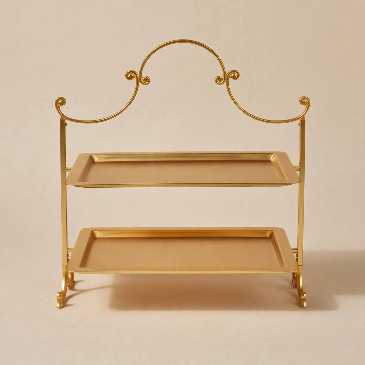 Luxury Gold 2-Tier Rectangular Candy & Sweets Display Stand