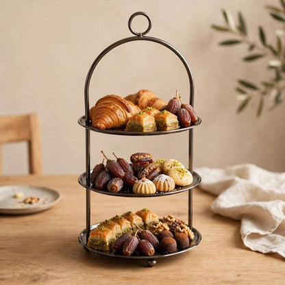 Large Chrome 3-Tier Round Candy & Sweets Display Stand
