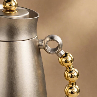 MAHRA Matt Nickel & Gold 2-Piece Thermal Coffee & Tea Dallah Set (1L + 1L)