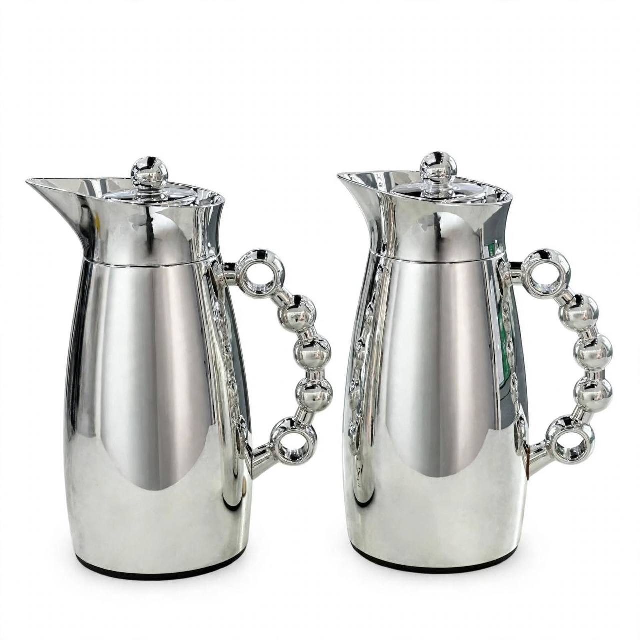 MAHRA Polished Silver 2-Piece Thermal Coffee & Tea Dallah Set (1L + 1L)