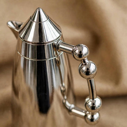 MAHRA Polished Silver 2-Piece Thermal Coffee & Tea Dallah Set (1L + 1L)