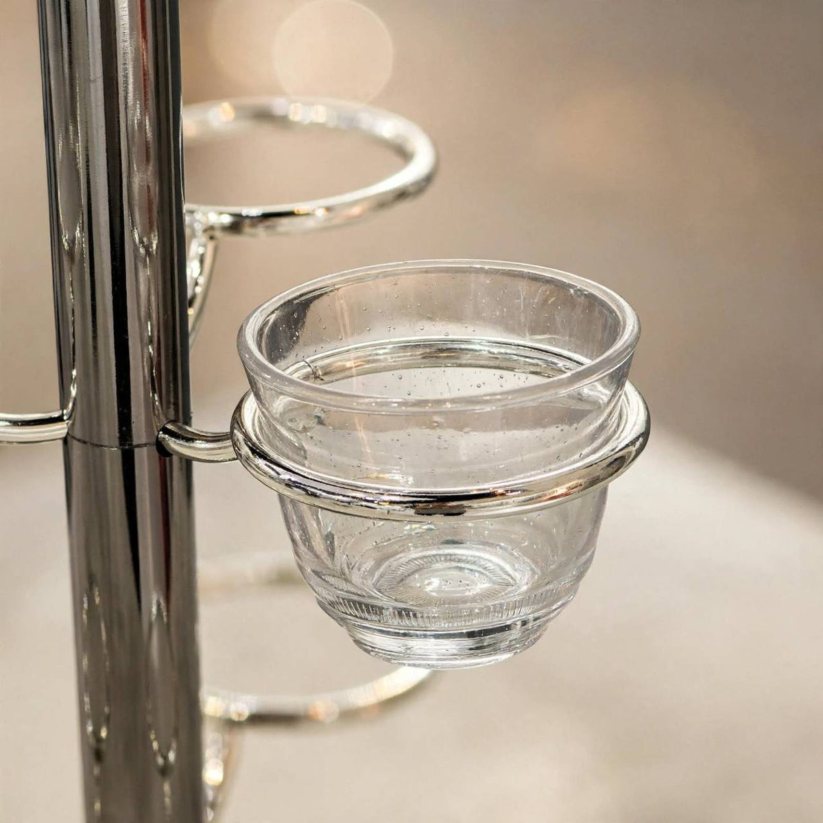 Vertical Arabic Coffee Cup Holder – Polished Chrome & Silver