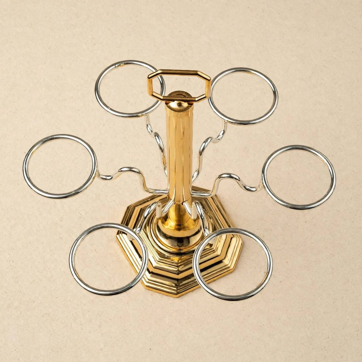 6-Cup Vertical Arabic Coffee Cup Holder – Gold & Silver Two-Tone