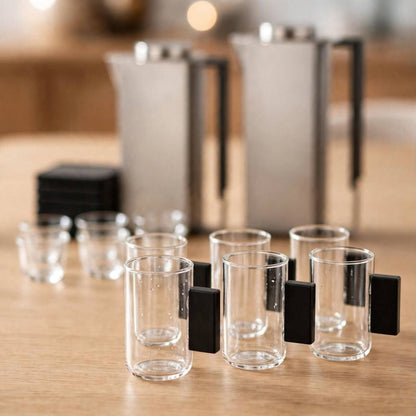 Al Marjan Complete Luxury Hospitality Serving Set – Matt Silver & Black - 21 Pcs