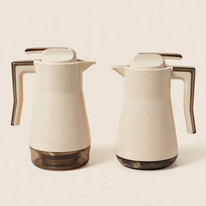 Modern Beige Wave Tea & Coffee Hospitality Set with Floral Porcelain, Sugar Pot, White Serving Tray & Autumn Centerpiece