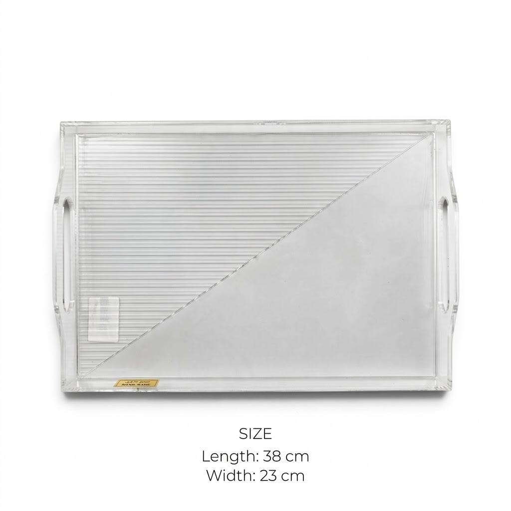 Clear Acrylic Serving Platter with Integrated Cutout Handles – 38 × 23 cm - S